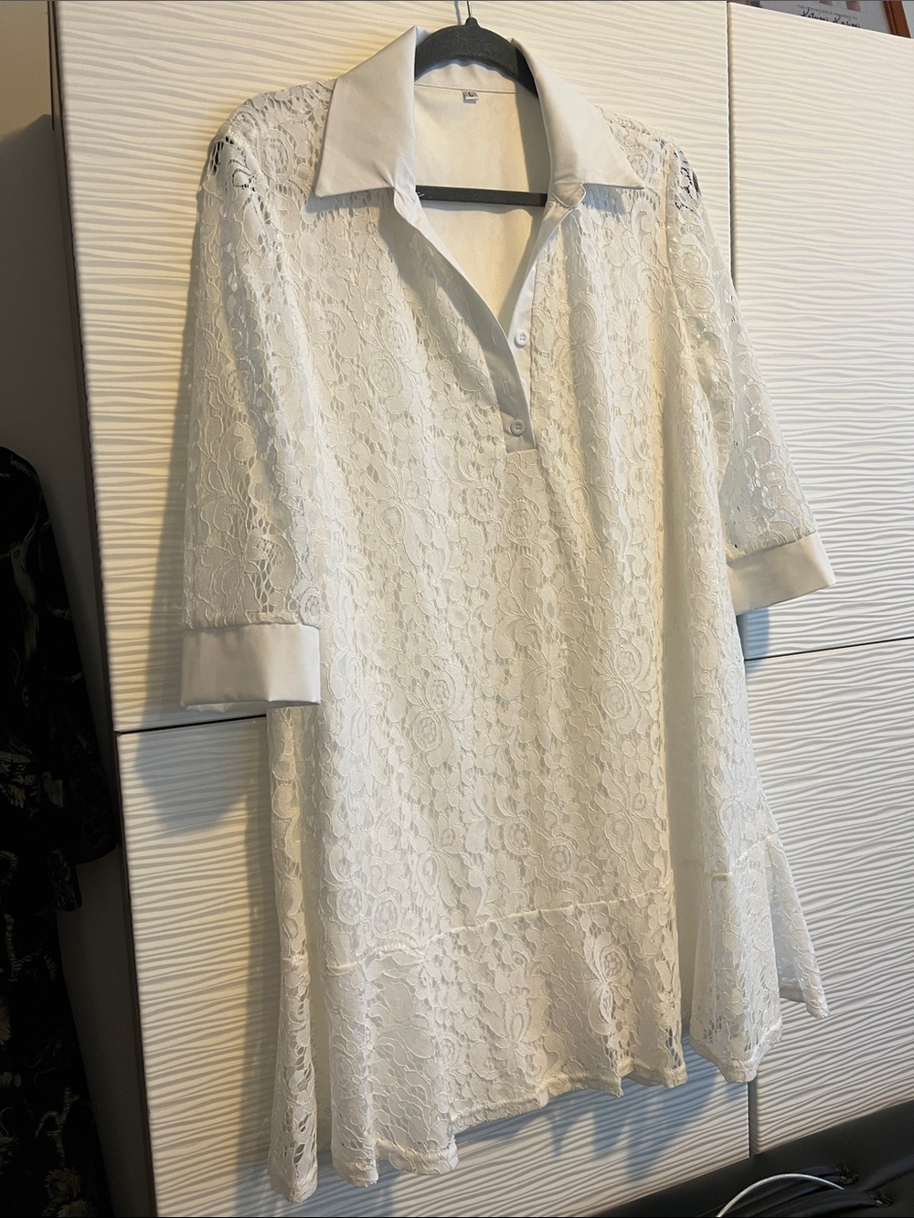 Women's White Lace Collared Dress